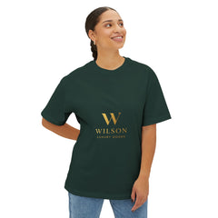 Wilson Luxury Goods White Boxy Tee — Gold Logo Oversized T‑Shirt