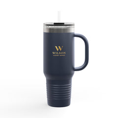 40oz Insulated Travel Mug — Double-Wall Stainless Tumbler with Handle (Wilson Logo)