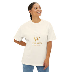 Wilson Luxury Goods White Boxy Tee — Gold Logo Oversized T‑Shirt