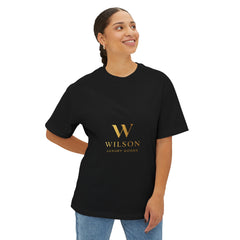 Wilson Luxury Goods White Boxy Tee — Gold Logo Oversized T‑Shirt