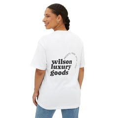 Wilson Luxury Goods White Boxy Tee — Gold Logo Oversized T‑Shirt