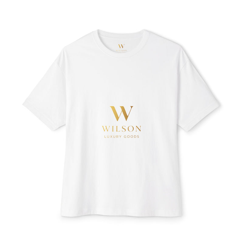 Wilson Luxury Goods White Boxy Tee — Gold Logo Oversized T‑Shirt