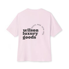 Wilson Luxury Goods White Boxy Tee — Gold Logo Oversized T‑Shirt