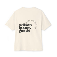 Wilson Luxury Goods White Boxy Tee — Gold Logo Oversized T‑Shirt