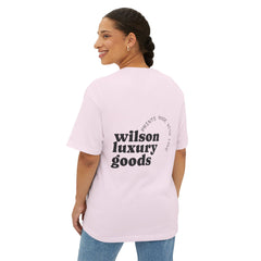 Wilson Luxury Goods White Boxy Tee — Gold Logo Oversized T‑Shirt