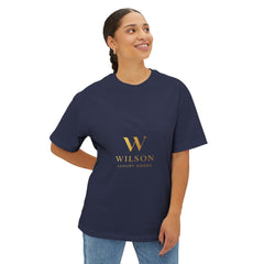 Wilson Luxury Goods White Boxy Tee — Gold Logo Oversized T‑Shirt