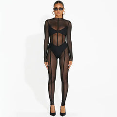 Autumn Sheer Long Sleeve Jumpsuit