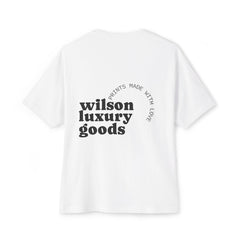 Wilson Luxury Goods White Boxy Tee — Gold Logo Oversized T‑Shirt