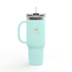 40oz Insulated Travel Mug — Double-Wall Stainless Tumbler with Handle (Wilson Logo)