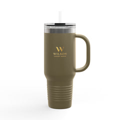 40oz Insulated Travel Mug — Double-Wall Stainless Tumbler with Handle (Wilson Logo)