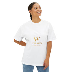 Wilson Luxury Goods White Boxy Tee — Gold Logo Oversized T‑Shirt