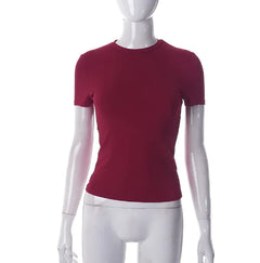 Casual Solid Color Cropped T-Shirt