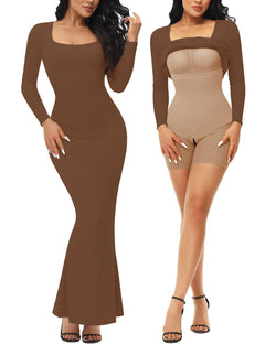 Long Sleeve Shapewear Dress for Women Bodycon