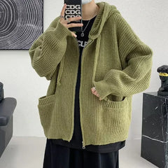 Men's Autumn Hooded Wool Cardigan