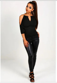 Solid Color Off-Shoulder T-Shirt