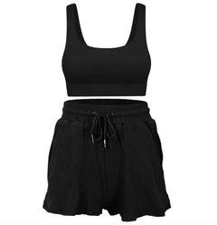 Yoga Suit Two Piece Set with Tank Top and Shorts