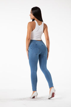 Light Blue High Waist Booty Lifting Jeggings
