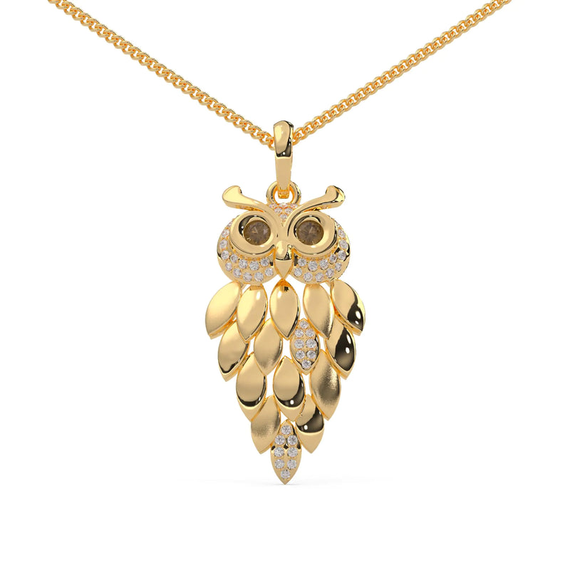 Round Cut Natural Diamond Vintage Owl