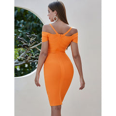 V-Neck Off-Shoulder Knit Bodycon Dress