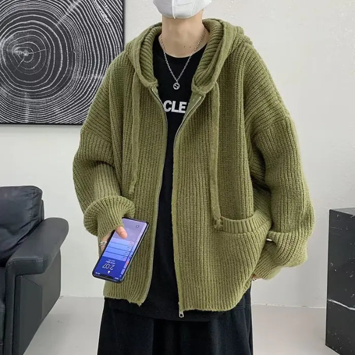 Men's Autumn Hooded Wool Cardigan