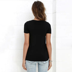 V-Neck Solid Color Tie T-Shirt Top